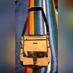 Eddie Bauer Vintage Canvas & Leather Messenger/Crossbody Bag
